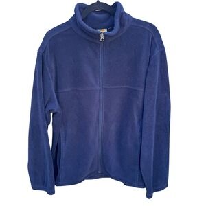 Bass Pro Shops Mens Navy Blue Full Zip Fleece Jacket Outdoor Hiking Size Large
